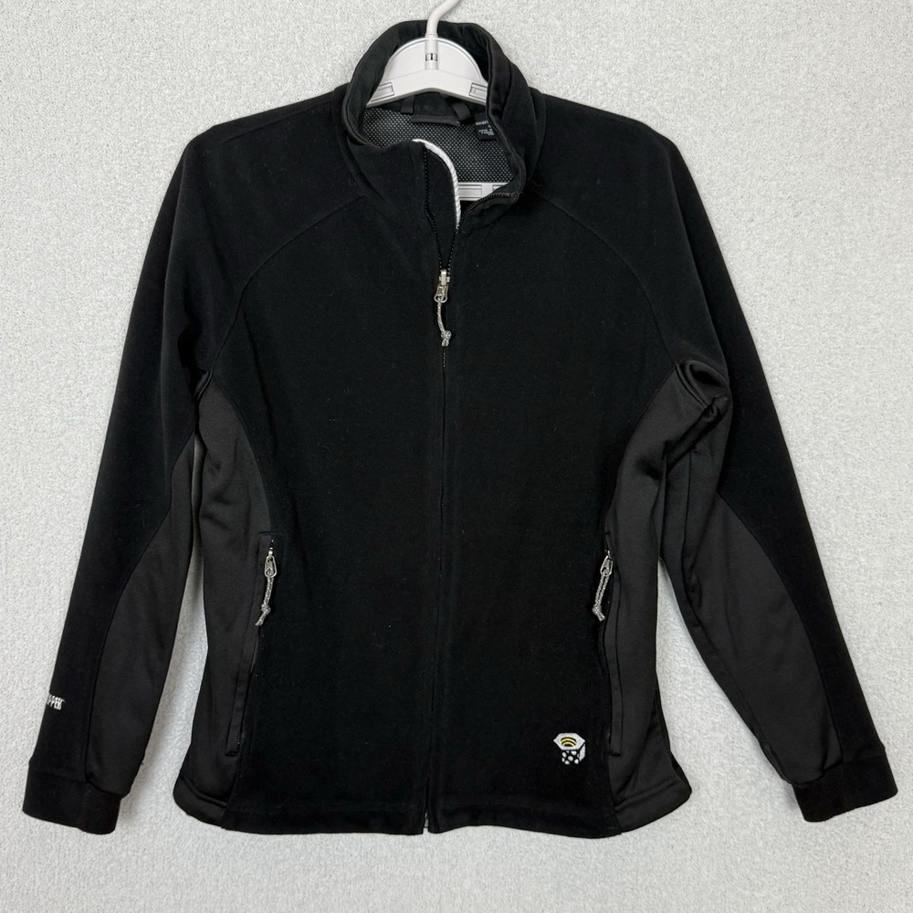 Mountain Hardwear Fleece Jacket Womens 10 Black Windstopper Full Zip OL1261